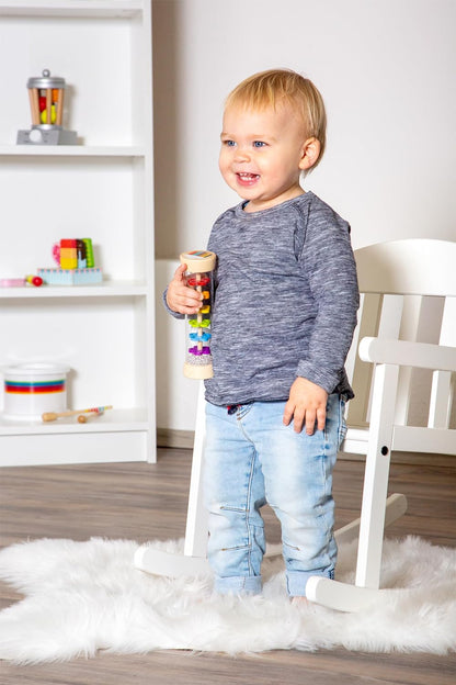 Small Foot 11567 Wooden Rainmaker with Balls in a Glass Look, a Rhythm Instrument and a Rattle for Babies and Infants Toys