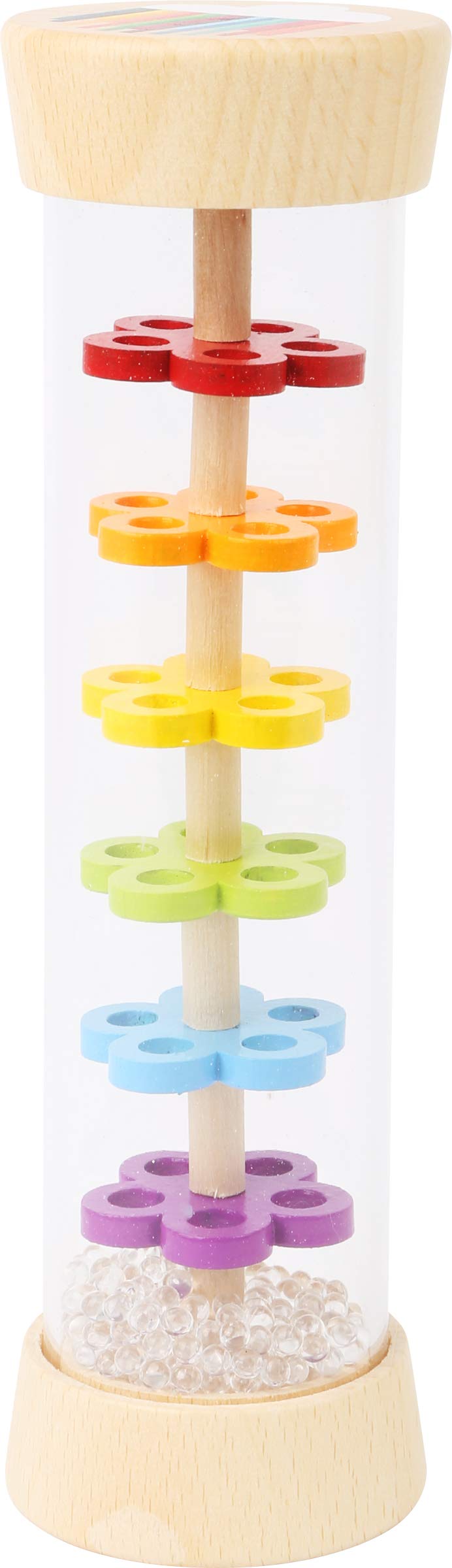 Small Foot 11567 Wooden Rainmaker with Balls in a Glass Look, a Rhythm Instrument and a Rattle for Babies and Infants Toys