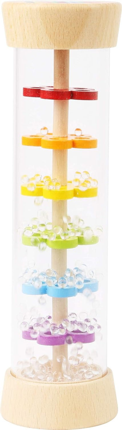 Small Foot 11567 Wooden Rainmaker with Balls in a Glass Look, a Rhythm Instrument and a Rattle for Babies and Infants Toys