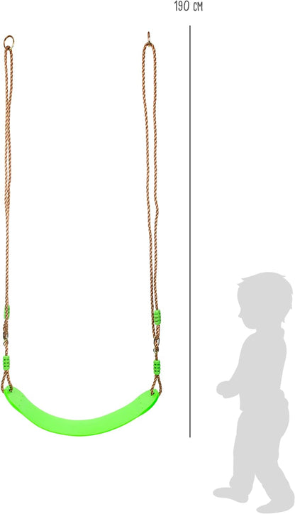 Small Foot 11585 Flexible Swing, Weather-Resistant, Non-Slip and with an Elastic seat for Children and Adults Toys, Green, Seil: ca. 200 cm, Schaukel ca. 67 x 14 x 1,5 cm
