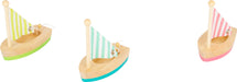 Small Foot 11653 Sailboats, Set of 3 Swimming Toys for The Water, Wooden Boats for Kids Aged 2+ Years