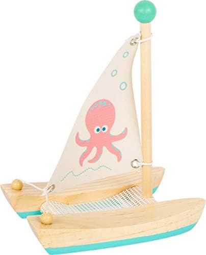 small foot wooden toys Small Foot Wooden Toys Octopus Catamaran Premium Water Toy Designed for Children 2+ Years (11656