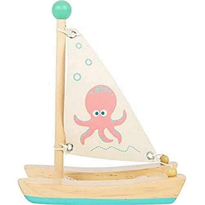 small foot wooden toys Small Foot Wooden Toys Octopus Catamaran Premium Water Toy Designed for Children 2+ Years (11656