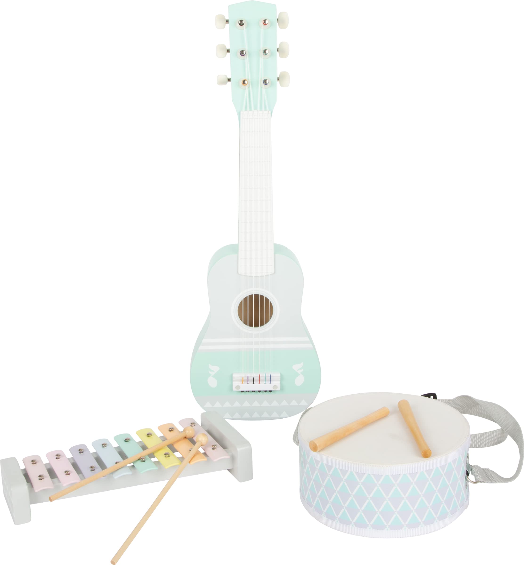 small foot 11685 Music Set Pastell, set of three musical instruments with sheet music, for ages 3+ years Pastel set