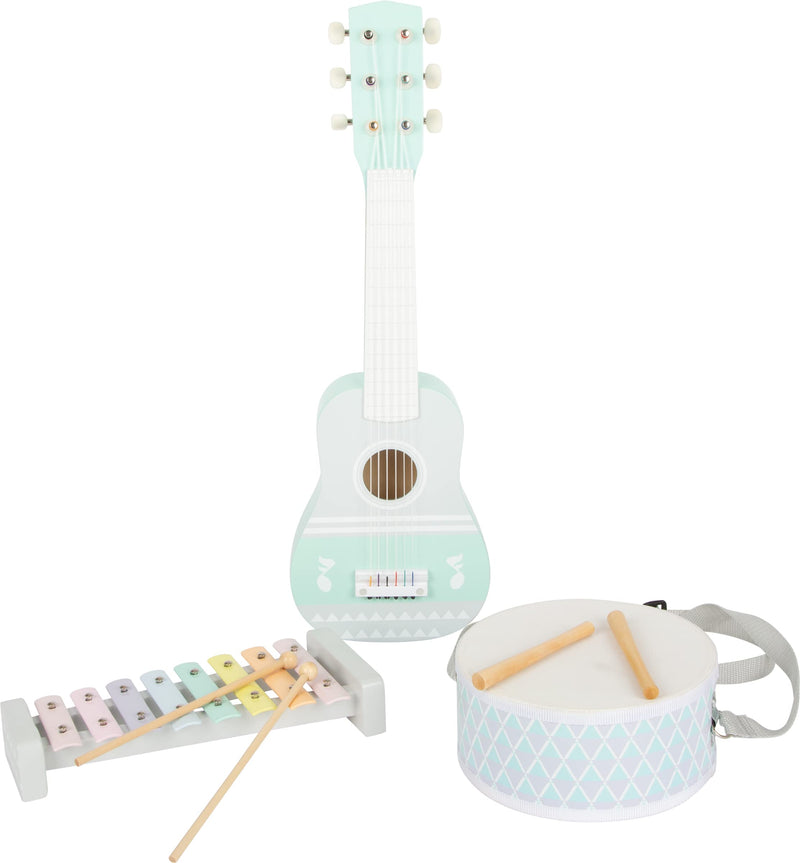 small foot 11685 Music Set Pastell, set of three musical instruments with sheet music, for ages 3+ years Pastel set