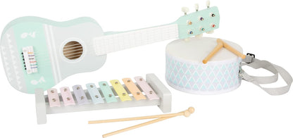 small foot 11685 Music Set Pastell, set of three musical instruments with sheet music, for ages 3+ years Pastel set