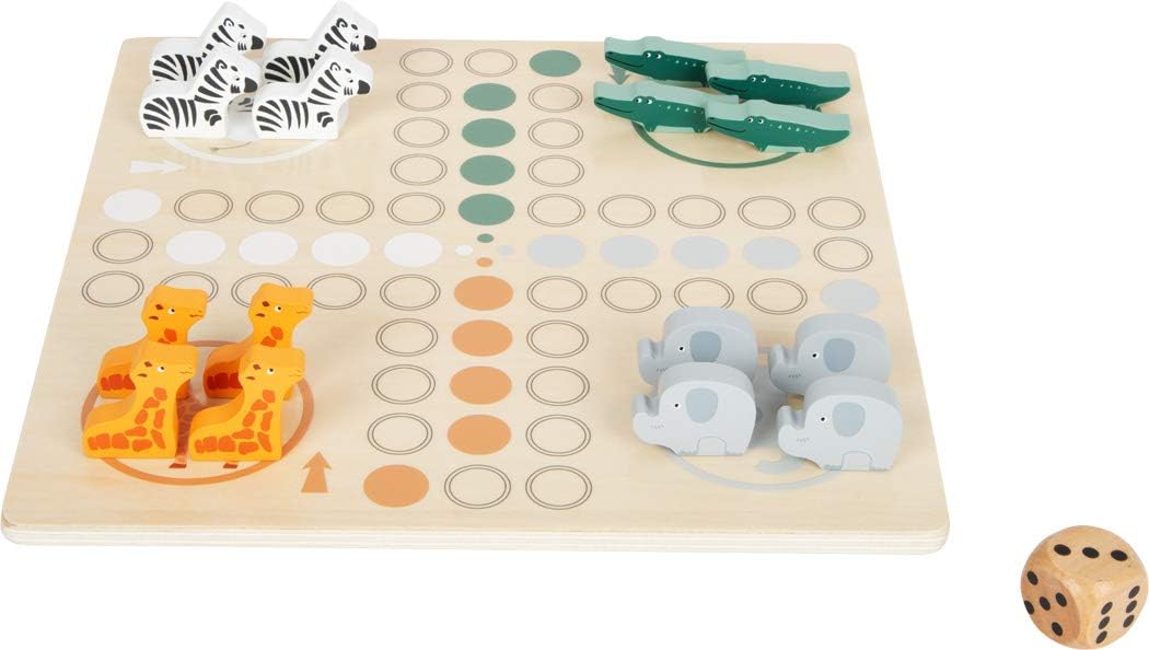 small foot 11697 Ludo Safari, Made of FSC 100%-Certified Wood, Parlour Game for The Whole Family, for Ages 4+ Years