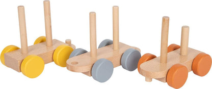 Small Foot Safari 11698 Wooden Train and Stacking Game in Pastel Colours from 12 Months Toys