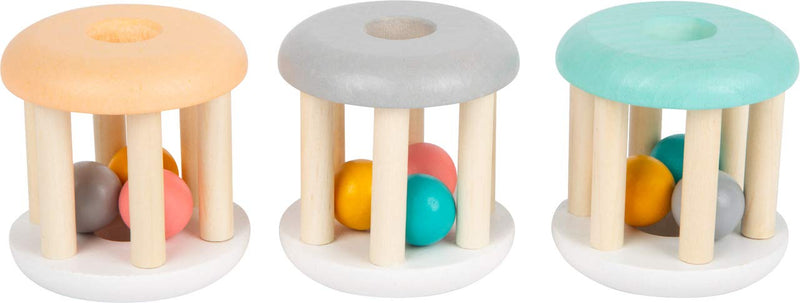 Small Foot Pastel Wooden Rattle Set of 3 for Babies, Ideal Motor Skills Toy for Travel, 11712 Baby rattle pastel