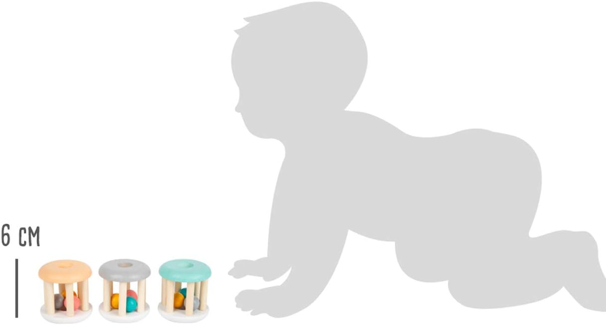 Small Foot Pastel Wooden Rattle Set of 3 for Babies, Ideal Motor Skills Toy for Travel, 11712 Baby rattle pastel