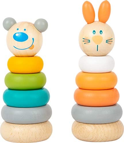 Small Foot 11714 Stacking Tower Display, Set of 12, Insert Game in Trendy Pastel Colours & Animal Motifs, Ages 12+ mths. Toys