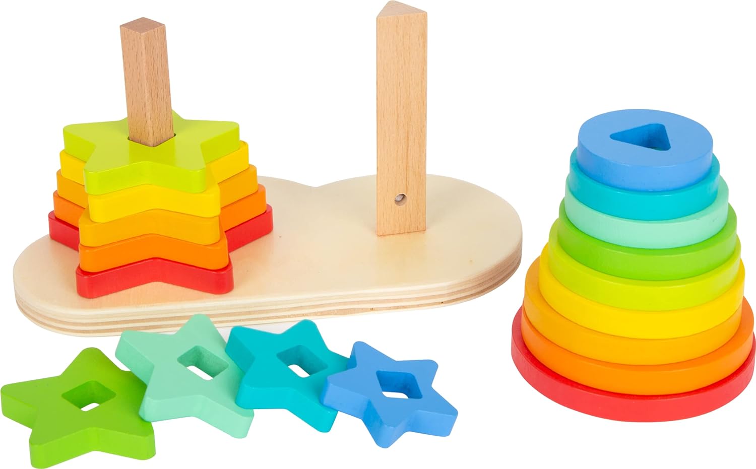 small foot Steckspiel Regenbogen, Förderung der Feinmotorik durch Stapeln, Stecken und Sortieren, ab 12 Monaten, 11720