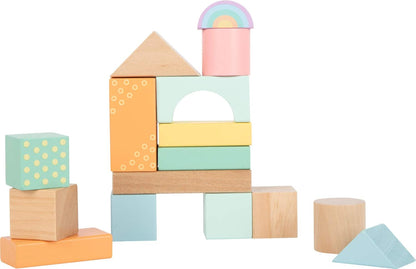 Small Foot Pastel Wooden Building Blocks, 50-Piece Set to Promote Creativity, from 12 Months, 11722 Toys