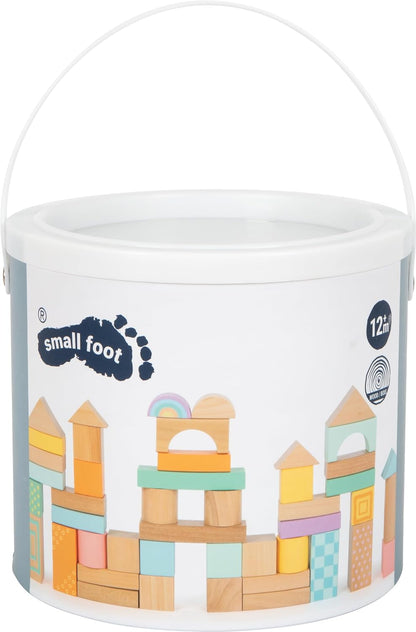 Small Foot Pastel Wooden Building Blocks, 50-Piece Set to Promote Creativity, from 12 Months, 11722 Toys