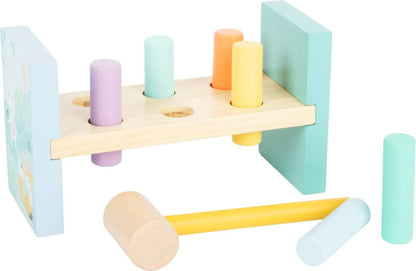 Small Foot 11723 Wooden Knocking Bench in Trendy Pastel Colours to Promote Fine Motor Skills from 18 Months Toys, Multicolored