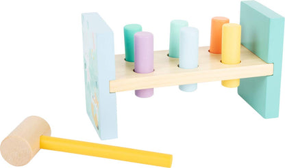 Small Foot 11723 Wooden Knocking Bench in Trendy Pastel Colours to Promote Fine Motor Skills from 18 Months Toys, Multicolored