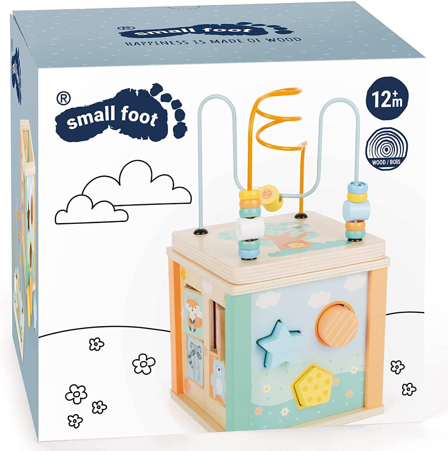 Small Foot cube, pastel motor skills toy for toddlers, playable from five sides, from 12 months, 11724