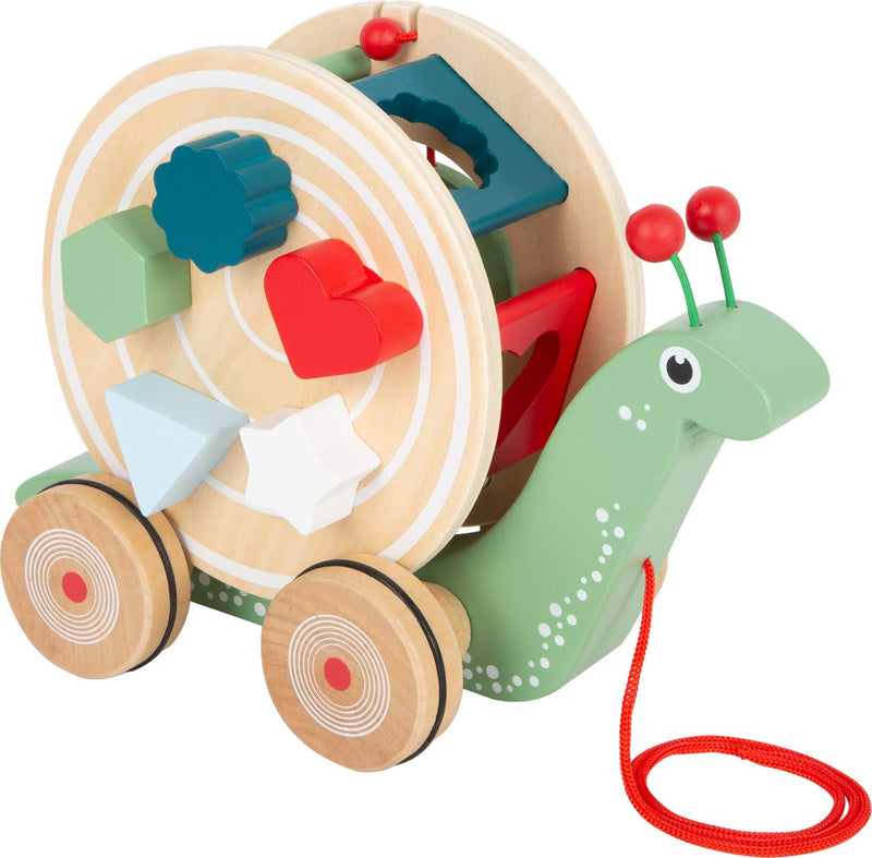 Small Foot Small Foot-11734 Caracol de Arrastre para Encajar, Madera, Juego motricidad, Aprender a Caminar, a Partir de 12 Meses. Toys, Color no Negro, Blanco o Gris (11734