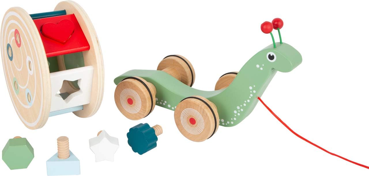 Small Foot Small Foot-11734 Caracol de Arrastre para Encajar, Madera, Juego motricidad, Aprender a Caminar, a Partir de 12 Meses. Toys, Color no Negro, Blanco o Gris (11734