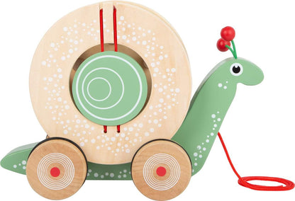 Small Foot Small Foot-11734 Caracol de Arrastre para Encajar, Madera, Juego motricidad, Aprender a Caminar, a Partir de 12 Meses. Toys, Color no Negro, Blanco o Gris (11734