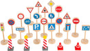 Small Foot Foot-11736 Set de Señales de Tráfico, Madera, Accesorios para vehículos y Trenes, a Partir de 3 años. Toys, Color pudrición, Small (11736