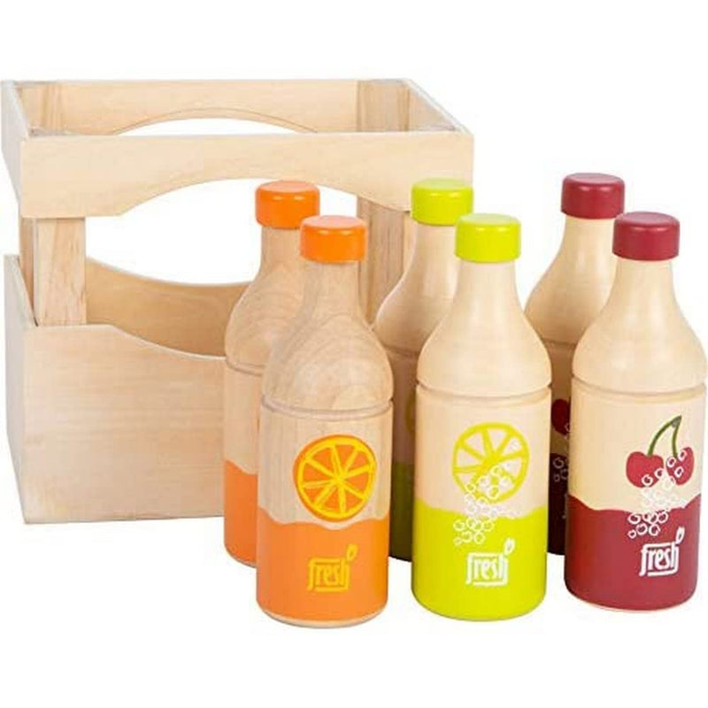 Small Foot 11739 "Fresh Wooden Crate, 6 Bottles of 3 Varieties, Accessories for Merchant Shop, from 3 Years Toys