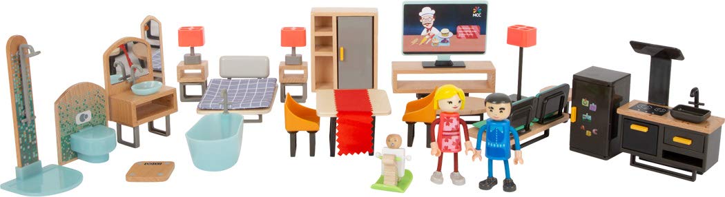 Small Foot Small Foot-11742 Set Muebles Modernos, Madera, plástico, Acc. Casas muñecas, a Partir de 3 años. Toys, Multicolor, Piccolo (11742