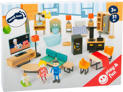 Small Foot Small Foot-11742 Set Muebles Modernos, Madera, plástico, Acc. Casas muñecas, a Partir de 3 años. Toys, Multicolor, Piccolo (11742