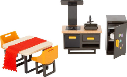 Small Foot Small Foot-11742 Set Muebles Modernos, Madera, plástico, Acc. Casas muñecas, a Partir de 3 años. Toys, Multicolor, Piccolo (11742