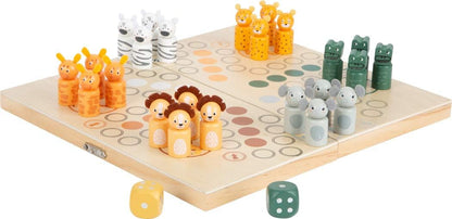 small foot 11765 Ludo "Safari", for six players, with steppe animals, foldable game board, for ages 4+ years