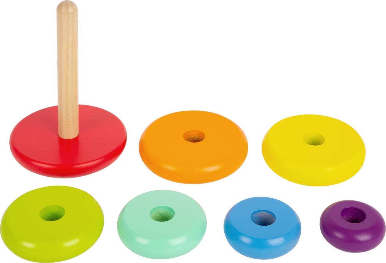 Small Foot Tower Rainbow Motor Skills Classic Wooden Colourful Stacking Game for Children from 12 Months 11775 Toys