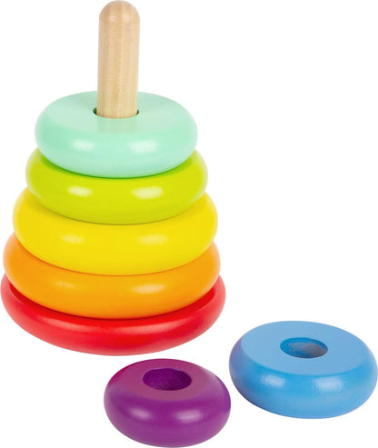Small Foot Tower Rainbow Motor Skills Classic Wooden Colourful Stacking Game for Children from 12 Months 11775 Toys