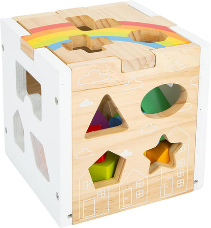 Small Foot Small Foot-11777 Cubo para Encajar, Arcoíris, 13 Elementos de Madera de Formas Diferentes, a Partir de 12 Meses. Estrellas Toys, 6 x 6 x 6 (11777