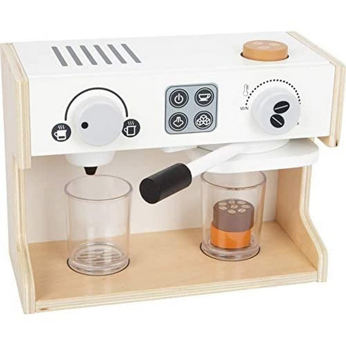 Small Foot 11792 Gastro Wooden Coffee Machine with Two Rotary Knobs and Movable Filter Holder from 3 Years Toys, White