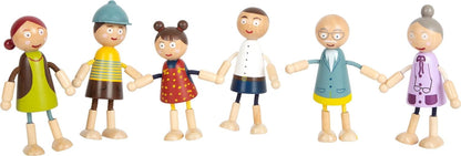 Small Foot Wooden Bending Family 6 Dolls Detailed Flexible and Durable from 3 Years 11804 Toys, Natural bending dolls family