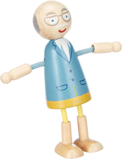 Small Foot Wooden Bending Family 6 Dolls Detailed Flexible and Durable from 3 Years 11804 Toys, Natural bending dolls family