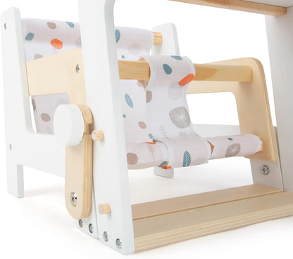 Small Foot 11814 Doll Little Button, a Multifunctional Combo highchair, for Ages 3+ Years Toys, White