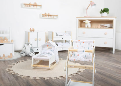 Small Foot 11814 Doll Little Button, a Multifunctional Combo highchair, for Ages 3+ Years Toys, White