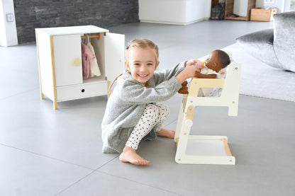 Small Foot 11814 Doll Little Button, a Multifunctional Combo highchair, for Ages 3+ Years Toys, White