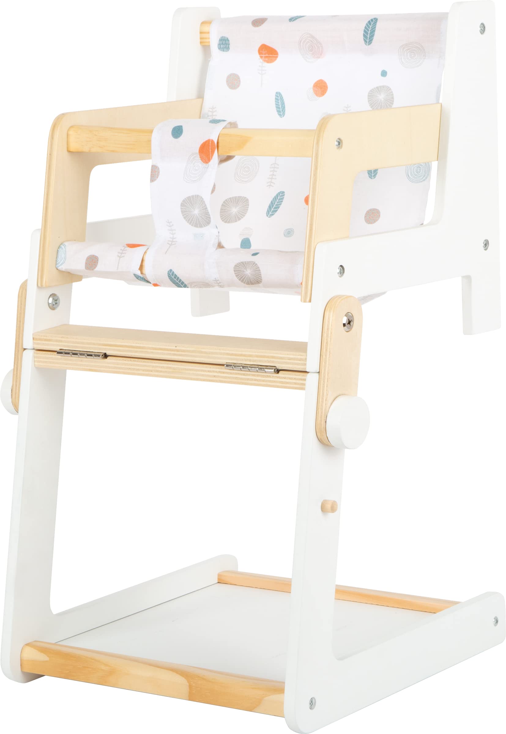 Small Foot 11814 Doll Little Button, a Multifunctional Combo highchair, for Ages 3+ Years Toys, White