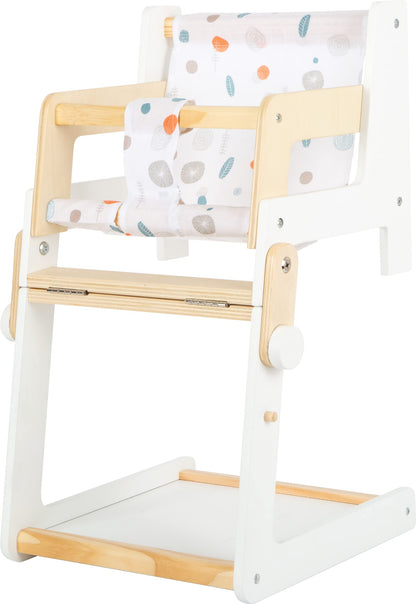 Small Foot 11814 Doll Little Button, a Multifunctional Combo highchair, for Ages 3+ Years Toys, White