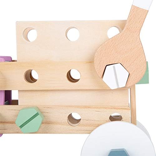 small foot 11875 Wooden Construction Nordic, creative building set w/tools and accessories, for kids aged 3+ years Toys, Blue Mint Pastel