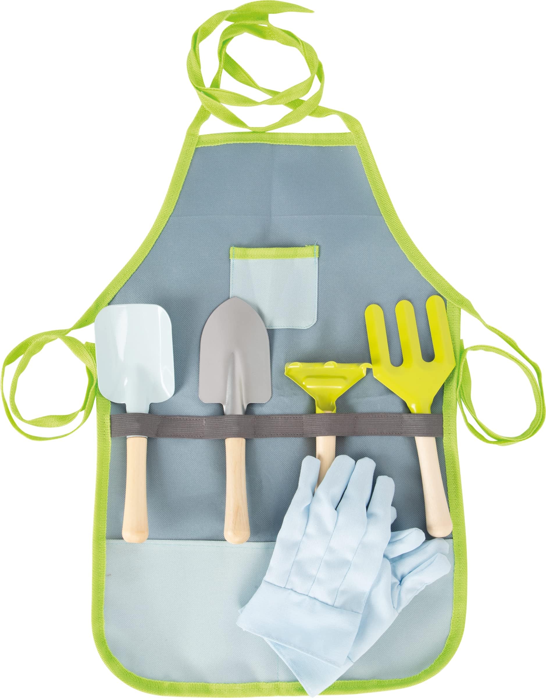 small foot 11881 Apron Tools Made of Wood & Metal, incl. Gardening Gloves, for Kids Aged 3+ Years Toys, Multicolor Garden apron