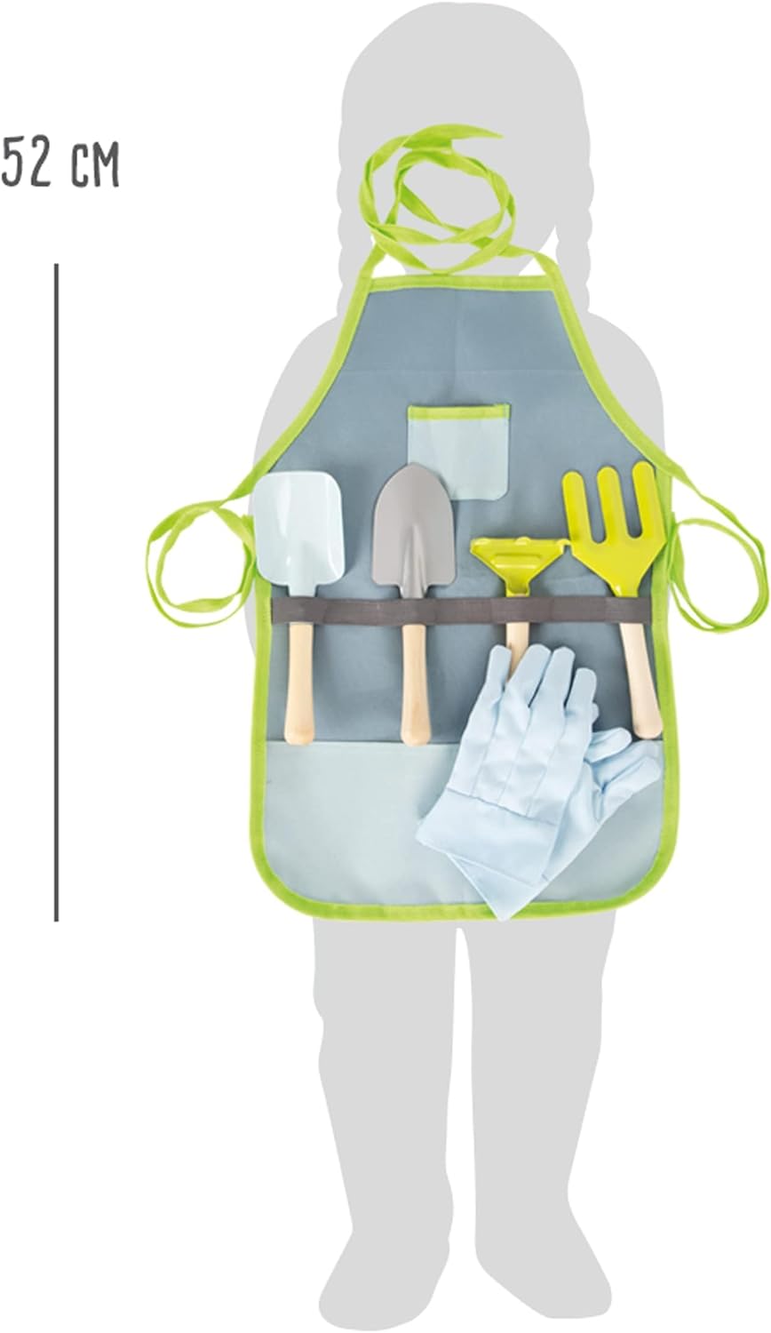 small foot 11881 Apron Tools Made of Wood & Metal, incl. Gardening Gloves, for Kids Aged 3+ Years Toys, Multicolor Garden apron