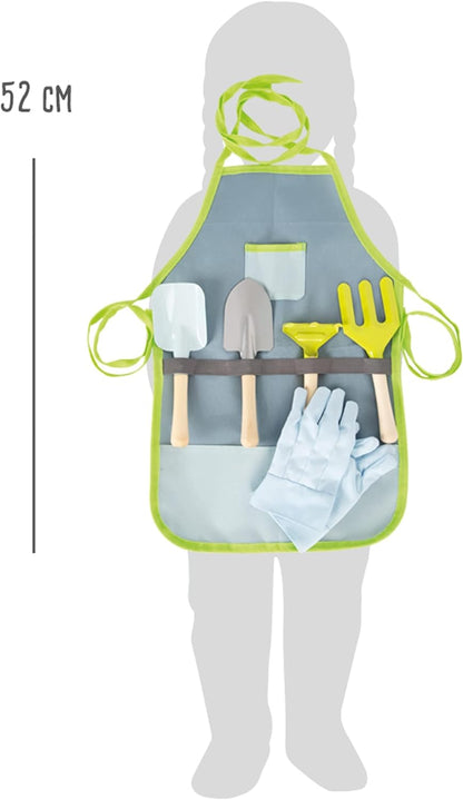 small foot 11881 Apron Tools Made of Wood & Metal, incl. Gardening Gloves, for Kids Aged 3+ Years Toys, Multicolor Garden apron