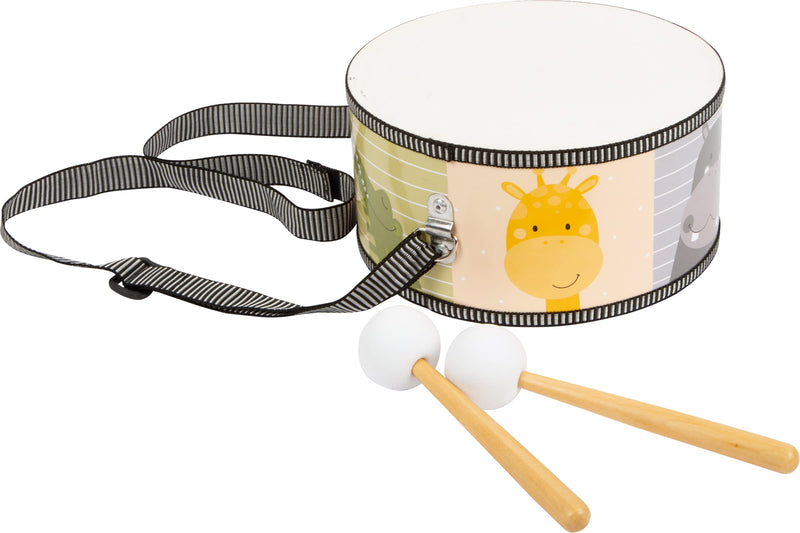 small foot Colourful Wilderness Drum with Animal Motifs and Wooden Drum Mallets for Children from 3 Years, 11952 Colorful wilderness