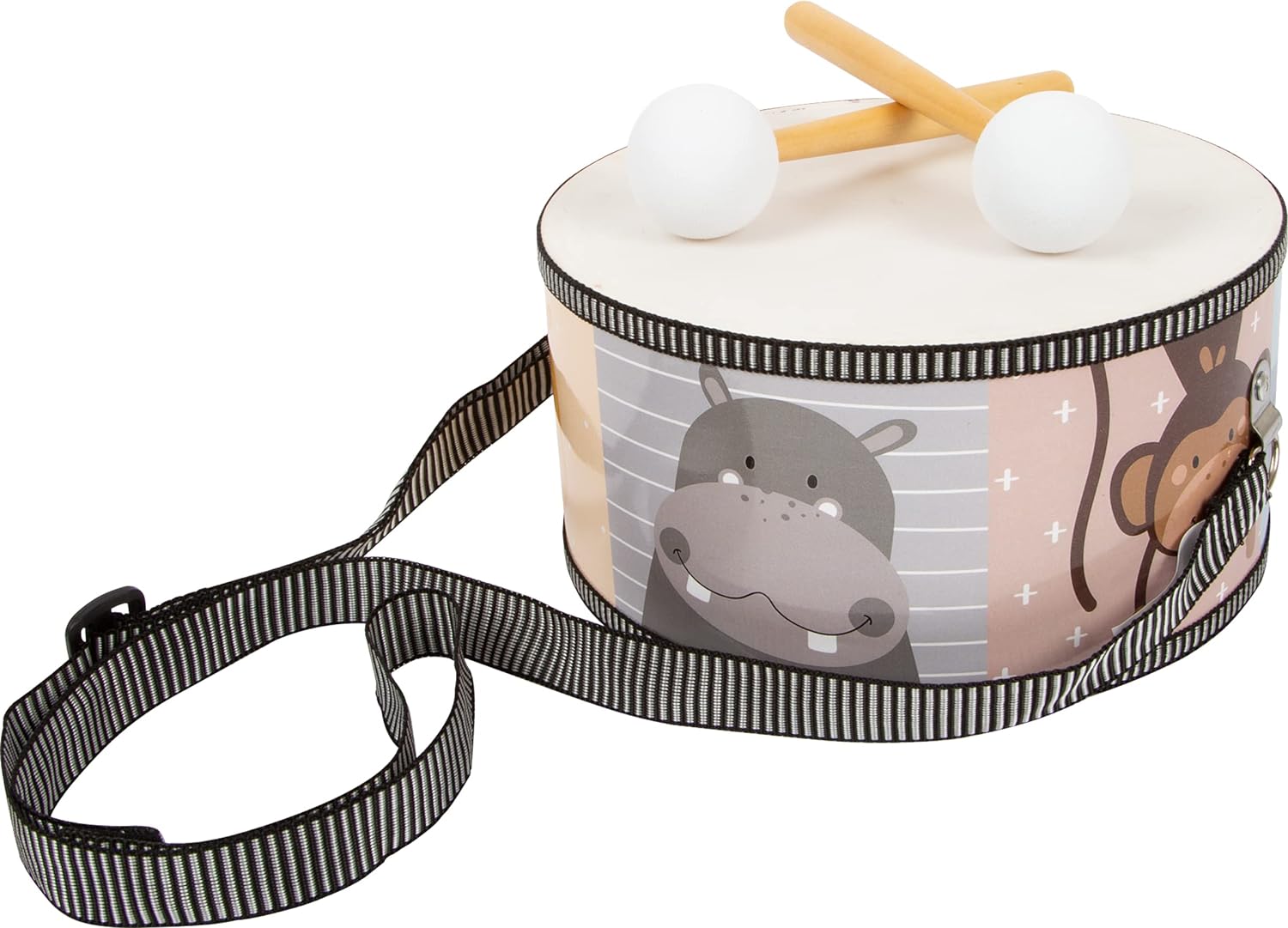 small foot Colourful Wilderness Drum with Animal Motifs and Wooden Drum Mallets for Children from 3 Years, 11952 Colorful wilderness