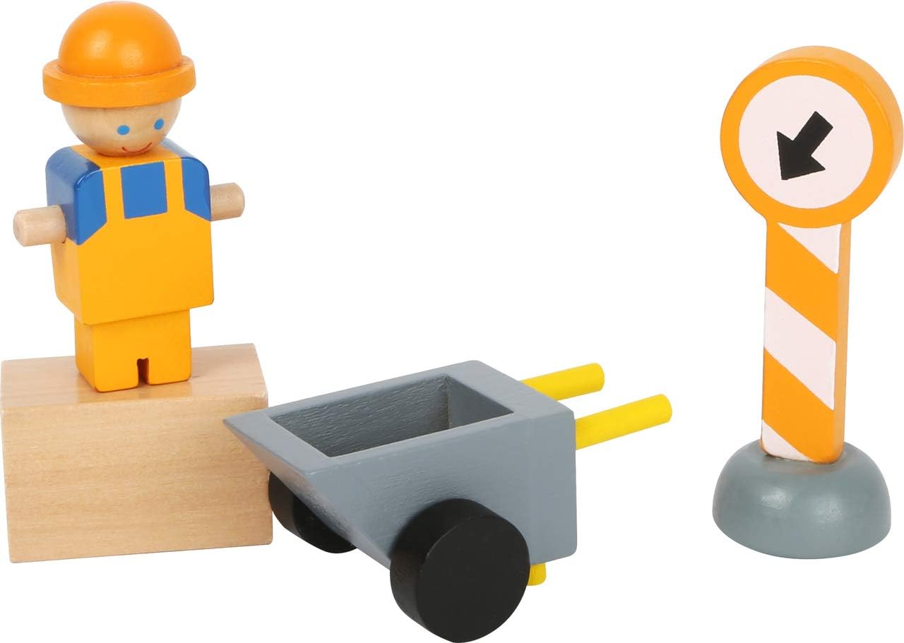 NIKE Baukran Small Foot Crane with Wooden Construction site Accessories, Play Set for Children Aged 3+, 12007, Multicoloured