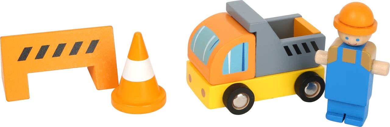 NIKE Baukran Small Foot Crane with Wooden Construction site Accessories, Play Set for Children Aged 3+, 12007, Multicoloured