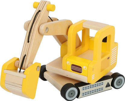 Small Foot Schaufelbagger aus Holz, Spielauto mit beweglichem Baggerarm, 360 Grad drehbar, für Kinder ab 3 Jahren, 12010 Toy, Multicoloured Shovel excavator